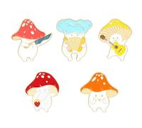 VILLCASE Mushroom Stylish Set Pin Cute Cartoon 5pcs Alloy Decorative Brooch Badge and Accessory Delicate Design for Daily Life Wearing Parties