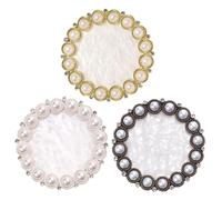 VILLCASE Nail Art Display Board Set 3pcs Alloy Nail Display Palette with Vintage Pearl Decor Silver White Base Antique Copper White Base for Salon and DIY Use