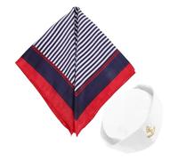 VILLCASE Nautical Sailor Hat Costume Set with Polyester Cap and Neck Scarf, Comfortable and Ready to Wear for Halloween Party or Marine Themed Events, Suitable for Men and Women