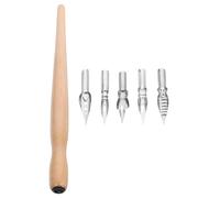 VILLCASE Novelty Dip Pen Set with Natural Rod and Metal Nibs Featuring Irregular Rod and Bent Tip Design for Comfortable Writing and Smooth Lines for Lettering and Detailed Work