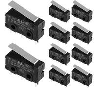 VILLCASE Pack of 10 AC 5A 125/250V 3 Pin SPDT 1NC 1NO Mini Micro Switch with Lever Arm, Short Straight Hinge Lever Moment Switch Mini Toggle Switch Limit Switch for Electronic Devices