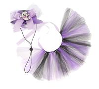 VILLCASE Pet Costume Set to Add Fun and Cuteness Halloween for Cats and Dogs Featuring Purple Gauze Tutu Skirt and Ghost Party Hat, Creative and Cute Design for Halloween Parties