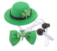 VILLCASE Pet Hat and Tie Irish St Patricks Day Outfit Adorable Shamrock Top Hat Dog Bow Collar Costume for Dogs and Cats