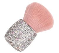 VILLCASE Pink Mushroom Head Makeup Brush Fluffy Retractable Cosmetic Brush with Shiny Rhinestones for Nail Dust Removal and-the-go Touchups Multi-purpose for Travel