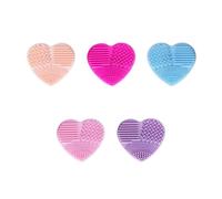 VILLCASE Pink Silicone Heart Shaped Makeup Brush Cleaning Pad with Hollow Design Can Be Filled with Water Adorable and Fashionable Brush Cleaning Tool
