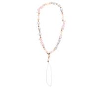 VILLCASE Pink Stone and Artificial Pearl Phone Chain Lanyard for Mobile Phone Wrist-worn Beaded with Protective Hanging Feature for Decor and Everyday Use