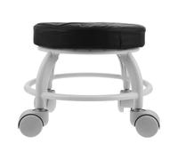 VILLCASE Portable Black Pedicure Stool with Universal Rolling Wheels, Small Round PU Cushion Massage and Salon Chair for Spa, Home, and Beauty Salon Use