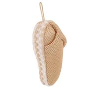 VILLCASE Portable Body Wash Scrubber Slipper Shaped Fiber Bath Shower Scrubber Khaki Exfoliating Cleaning Tool for Adults for Traveling and Business Trips
