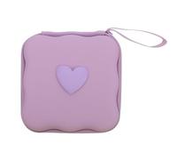 VILLCASE Portable Eva Menstrual Pad Container Bag with Zipper for Teen Cute Heart Pattern Sanitary Napkin Case Dustproof Moisture-Resistant Period Pouch for School and Travel