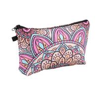 VILLCASE Portable Makeup Bag with Mandala Flowers, Easy to Carry Polyester Cosmetic Storage Pouch, for Graduation W nd Mother's Day, Beautiful Printed Toiletry Case for Travel