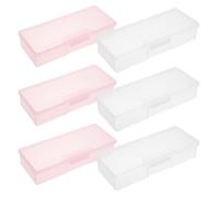 VILLCASE Portable Nail Tool Box 6pcs with Multicompartment Design and Crystal Plastic for Professional Nail Artists the Go and Home Use Storage Organizer