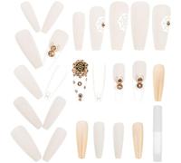 VILLCASE Press on Nails with Glue 24pcs Halloween Classic Resin False Nails for Decoration and Beautify for Day the Dead Role Playing and Halloween