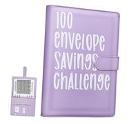 VILLCASE Purple Money Saving Challenge Book with Envelope Budget Binder for Cash Organization Sturdy Savings Planner with Pages Portable Financial Tracker for Habit-Forming and Goal Setting