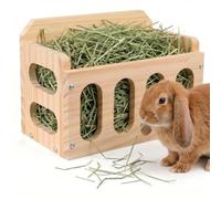 VILLCASE Rabbit Hay Feeder, Wooden Hay Rack Large Volume Less Waste Hanging Feeder for Guinea Pigs, Bunny, Chinchillas & Small Animals