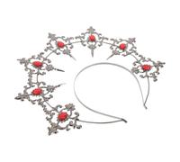 VILLCASE Radiant Crown Headband Red Rhinestones, Small Goddess Tiara Hair Accessory for Cosplay, Dance Performance and Bridal Hairbands in Vintage Style