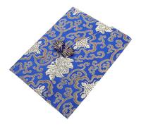 VILLCASE Rectangular Blue Fabric Pouch for Buddhist Scriptures and Jewellery Storage, Portable Vintage Style Small Zipper Bag for Buddhist Practitioners