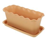 VILLCASE Rectangular Vegetable Growing Pot with Drainage Tray Breathable Window Box Planter for Indoor Outdoor Garden Suitable for Succulents Herbs Flowers Balcony Gardening and Patio Use