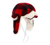 VILLCASE Red Pet Headwear Windproof Beret Plush Elastic Cord Comfortable Decorative Hat for Large Dogs and Cats Outdoors