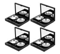 VILLCASE Refillable Empty Eyeshadow Palette Easy-Grip Handling 4pcs with Dual Pan and Built-in Mirror, Plastic Compact Eyeshadow and Blush Tray and Sl lack Design for Travel and Purse