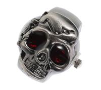 VILLCASE Retro Black Flipping Ring Watch Vintage Creative Devil Head Design Adjustable Finger Jewelry Watch for Casual Wear