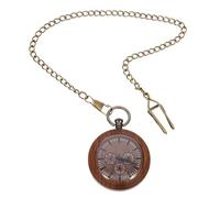 VILLCASE Retro Style Wooden Pocket Watch for Men with Chain, Featuring Time Viewing and Decorative Effect, Suitable for Daily Use and Attending a Party, Classic Portable Watch with Glass