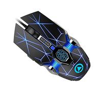 VILLCASE Rgb LED Wired Gaming Mouse with Gear Dpi Sensor USB Computer Accessory for Precise Control Ergonomic Matte Black Design with Automatic Button Press Recording