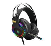 VILLCASE Rgb USB Gaming Headset with Microphone Comfortable Wired Headphones for Gaming Stylish Design Low Noise High Sensitivity Audio