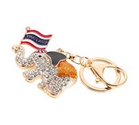 VILLCASE Rhinestone Elephant Keychain with Thai Flag Design, Compact and Lightweight Alloy Key Ring, Cute Bling Bag Charm for Daily Use and Special Occasions, White Crystal Rhinestones