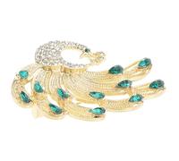 VILLCASE Rhinestone Peacock Brooch Pin Green Animal Bird Lapel Pin Luxury Badge Brooch for Women Wedding Dress Accessory Special Occasion Jewelry