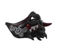 VILLCASE Samurai Demon Cosplay Mask for Adults, Breathable Plastic Half Face Mask with Elastic Band, Comfortable Unique Design for Occasions and Halloween Parties