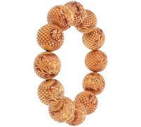 VILLCASE Sandalwood Prayer Beads Bracelet Carved Dragon Pattern, Wooden Buddhist Prayer Beads String Bracelet for Women, Decorative Hand Jewelry Suitable for Meditation and Daily Wear
