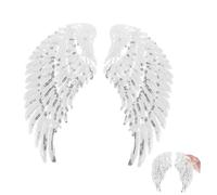 VILLCASE Sequin Wings Embroidery Patch Silver 1 Pair Embroidered Cloth Appliques for DIY Sewing Crafts and Clothes Decoration