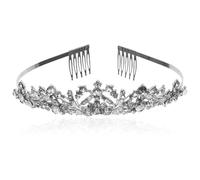 VILLCASE Silver Alloy Comfortable Wearing Experience Adorned with Rhinestones Wedding Crown Elegant Hair Accessory for Bride Suitable for Weddings and Parties