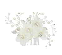 VILLCASE Silver Alloy Decorative Hair Comb with Artificial Pearls and Rhinestones, Polished by Hand, Elegant Bride Hair Accessory for Weddings and Photo Props