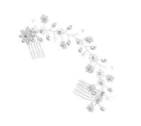 VILLCASE Silver Bridal Hair Comb Handmade Alloy Hair Accessory Pearl and Crystal Decoration for Weddings and Evening Parties Elegant and Delicate Styling for Women