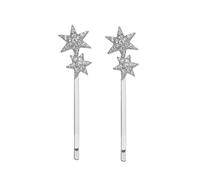 VILLCASE Silver Metal Star Hair Clips Stylish and Elegant Bobby Pins with Rhinestones 2pcs Not Easy to Fade Sturdy for Women and Girls for Daily Wear and Special Occasions