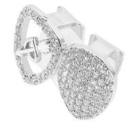 VILLCASE Silver Plated Double Tooth Top Grill with Heart Design Cz Diamond Teeth Caps for Halloween Cosplay Hip Hop Jewelry