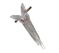VILLCASE Silver Rhinestone Butterflies Tassel Hair Barrette Metal Alloy Copper Hair Clip Comfortable to Wear Creative Charming Shining Style for Theme Parties Women
