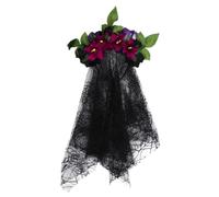 VILLCASE Skeleton Hair Band with Black Lace Veil, Comfortable and Convenient to Store Halloween Headdress for New Year's Eve Party and Beach Party Accessories