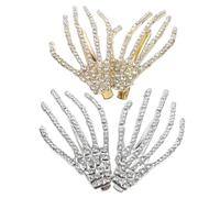 VILLCASE Skeleton Hand Hair Clips Hair Accessories Halloween with Rhinestones 4pcs Silver Alloy Duckbill Barrettes Practical and Decorative and Women at Halloween or Entertainment