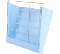 VILLCASE Sky Blue Grass Holder Fixing Stand for Pet Cage Accessories, Plastic and Steel Feeding Rack Large Capacity, Suitable for Chinchillas and Birds, Prevents Grass Waste