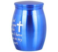 VILLCASE Small Blue Metal Urn for Human Ashes and Pet Memorial, Hard Structure with Elegant Simple Design, Not Easy to Break, Suitable for Cremation Keepsake and Loved Ones Remembrance