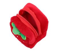 VILLCASE Small Plush Strawberry Coin Wallet Cute Shaped Pouch with Keychain Adorable Soft Material Compact Design for Girls Daily Use Accessory