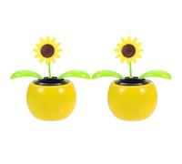 VILLCASE Solar Car Decorations - 2Pcs Solar Powered Dancing Sunflower Dashboard Figurines for Car Interior Office & Home Decoration