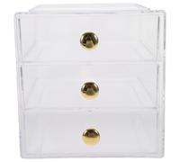 VILLCASE Stackable 3-layer Acrylic Storage Box with Drawers, Multi-functional Organiser for Jewelry and Hair Clips, Suitable for Desktop Or Cosmetic Display, Featuring Gold Handles