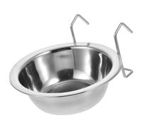 VILLCASE Stainless Steel Bird Bowl Cockatiels Feeder Parrot Food Container with Wire Hook Rack Stable Structure Silver 2-part Design for Small Animals Birdcage