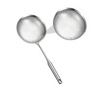 VILLCASE Stainless Steel Colander Scoop Slotted Spoon with Heat-Resistant Handle for French Fries Hot Pot and Oil Straining Kitchen Serving Ladle for Vegetables and Meat