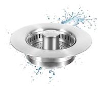 VILLCASE Stainless Steel Kitchen Sink Drain Stopper with Pop-up Strainer Basket Efficient Food Particle Filter Easy-clean Non-stick Surface Fit for Kitchen and Bathroom Sinks