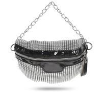 VILLCASE Stylish Black Chest Bag with Flash Diamond Design, Pu Material Waist Pouch Featuring Handy Multiple Dorsal Methods, Crossbody Cell Phone Pouch for Travel and Daily Use