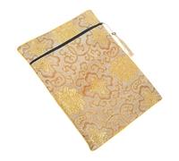 VILLCASE Stylish Embroidery Cloth Scripture Storage Bag with Tassel and Secure Zipper Closure, Easy to Clean Buddhist Book Pouch for Occasions and Classic Book Wrapping Holder